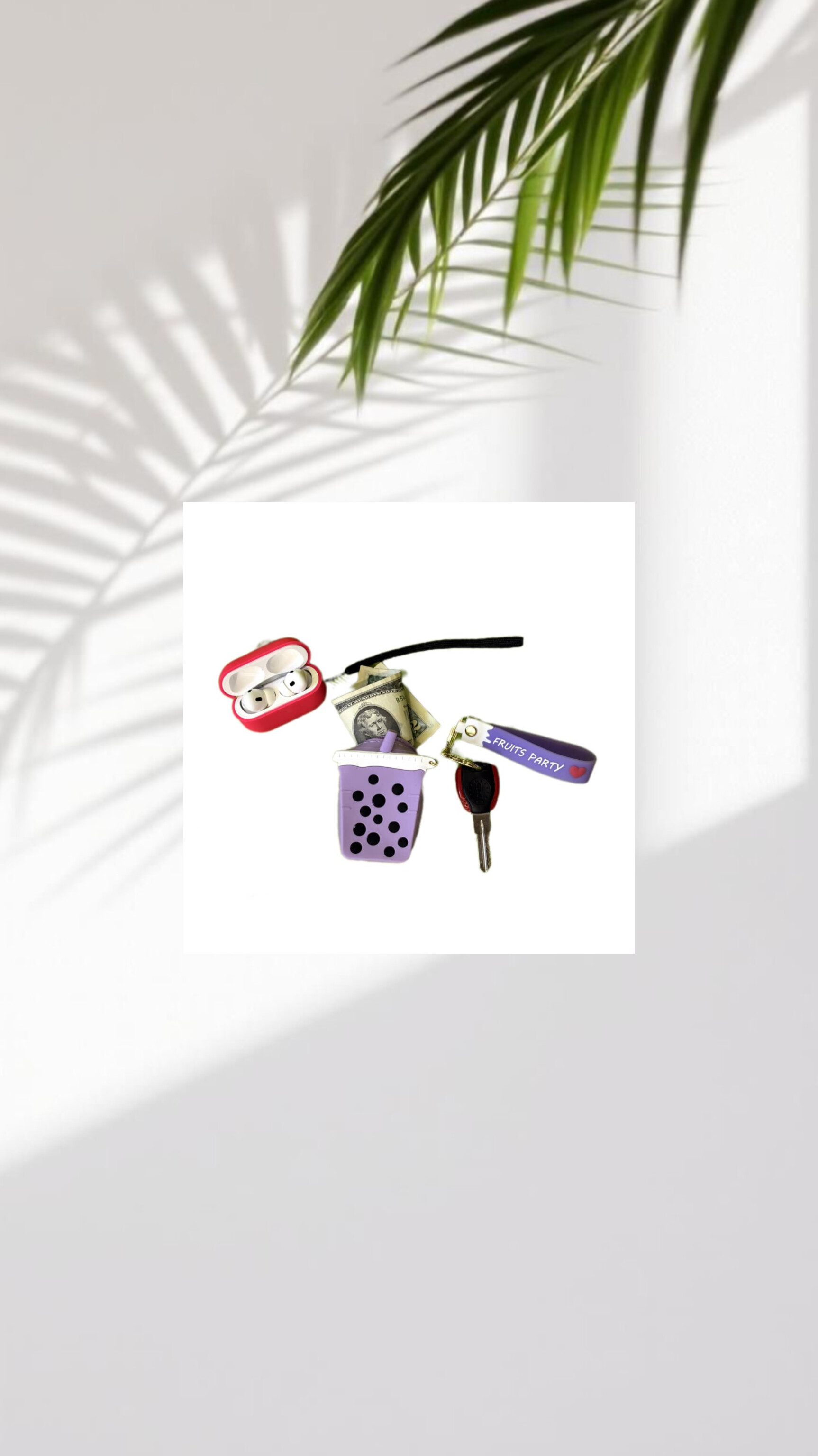 کیف هندزفری وجاکلیدی سلیکونی طرح لیوان کافی(بنفش)