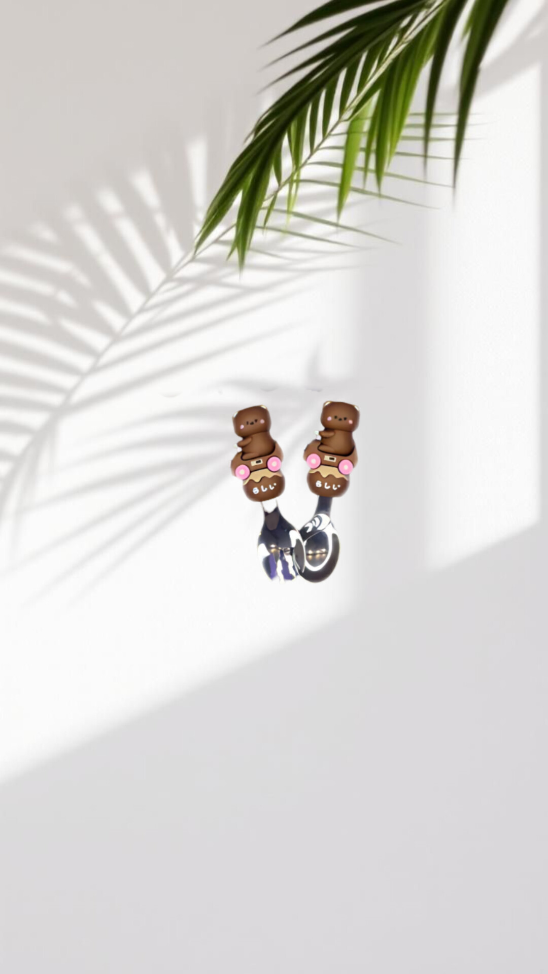 قاشق چنگال کودک مدل خرسی رنگ قهوه ای