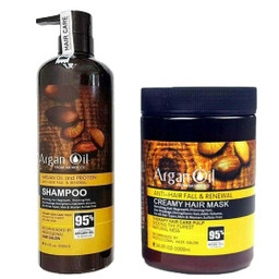 پک 2عددی شامپو و ماسک آرگان ( مناسب موی رنگ شده کراتین شده آسیب دیده و معمولی ) نمونه اصلی